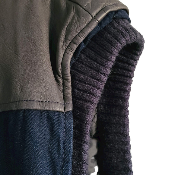 TRUE RELIGION Puffer Vest Blue Denim Leather Trim Quilted M1WB015EG Size 3XL‎ - Picture 5 of 13